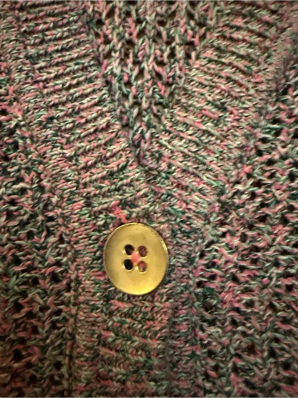 J. Jill Pink Multi-Tone Open Knit V-Neck Cardigan